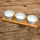 3pc Marble Dish On Bamboo Tray