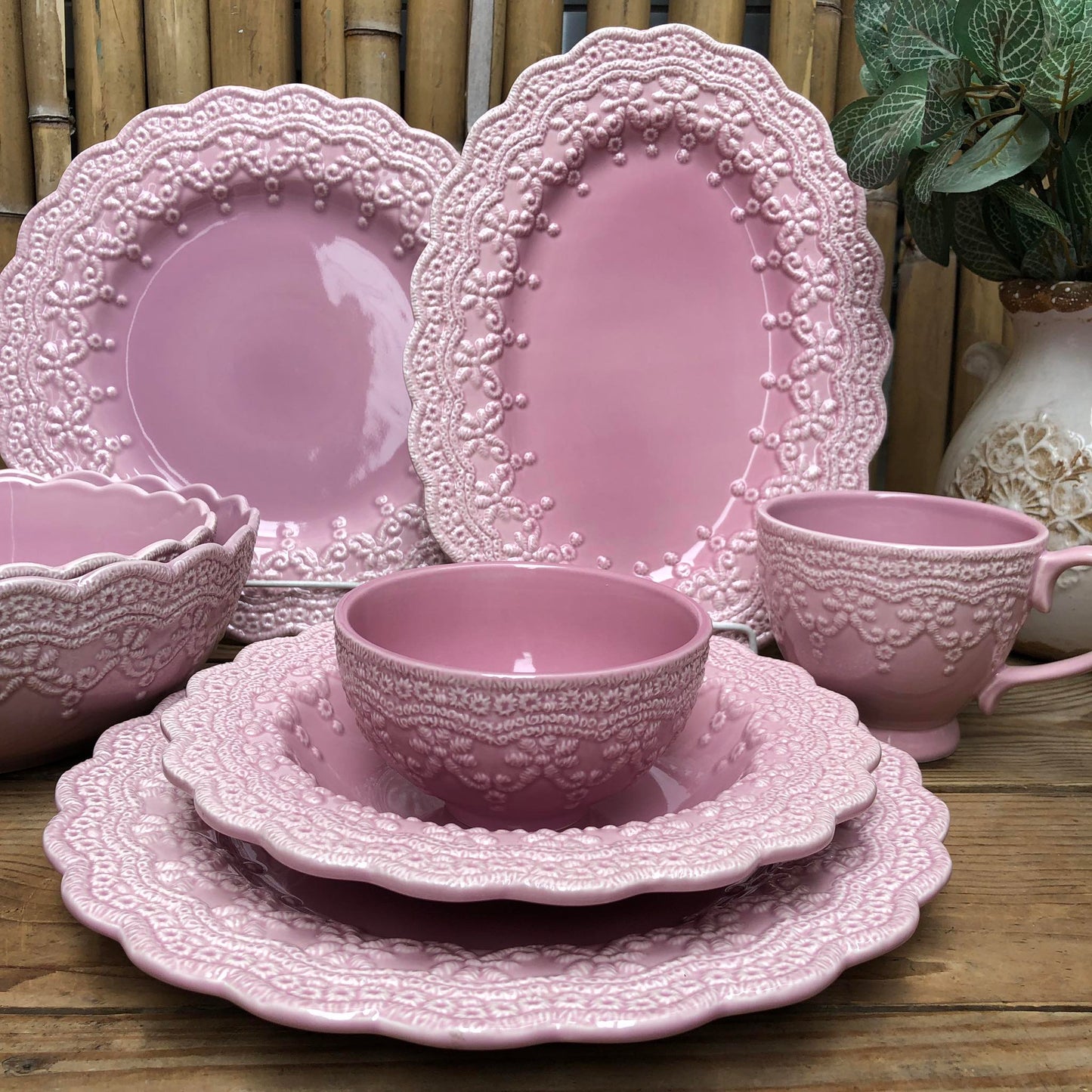 Basilica Pink Ceramic Dinnerware Collection