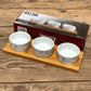 3pc Marble Dish On Bamboo Tray