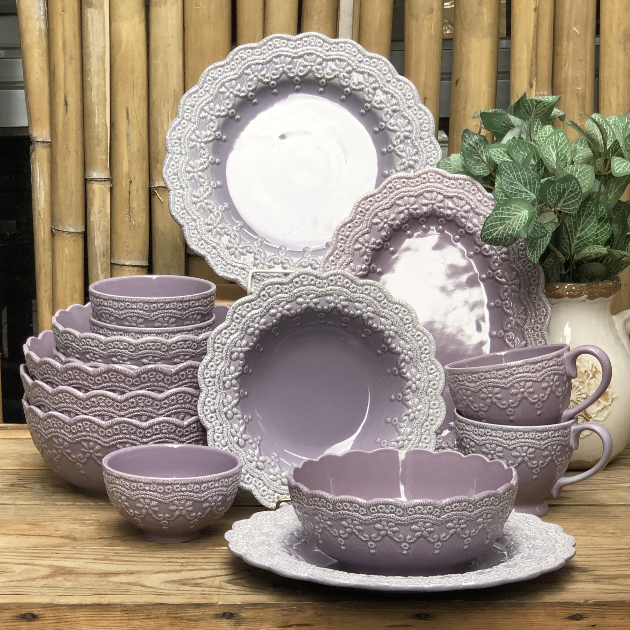 Purple dinnerware set best sale