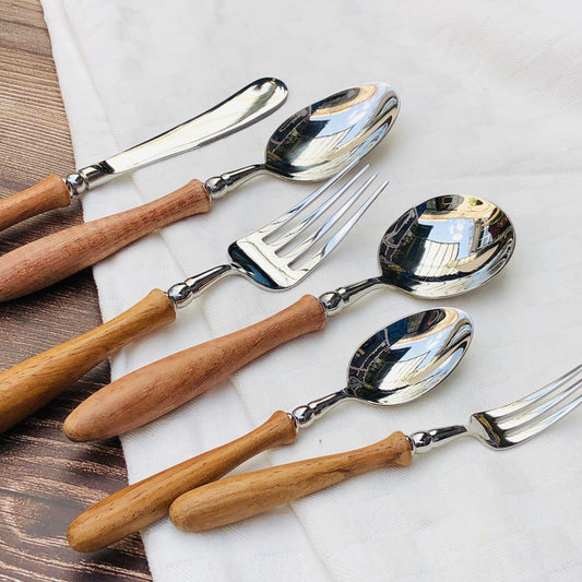 Doris 6 pcs Stainless Wooden Handle Cutlery Set