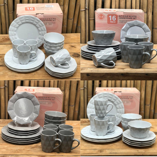 Arte16pcs Set Stoneware(4pcsDinner 10.75inch,4pcsSalad 8inch,4 pcs Bowl 5.75x3inch & 4pcsMug390 ml)